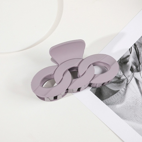 Bild von ABS Ins Stil Haarspangen Klammern Lila Grau Gliederkette 12cm x 7cm, 1 Stück