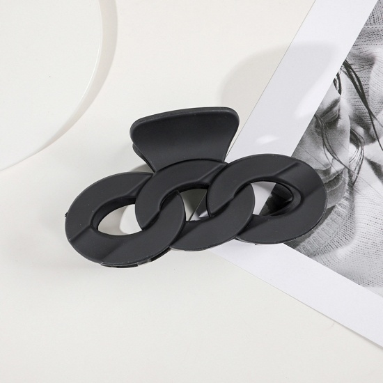 Bild von ABS Ins Stil Haarspangen Klammern Schwarz Gliederkette 12cm x 7cm, 1 Stück