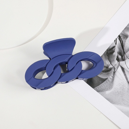 Bild von ABS Ins Stil Haarspangen Klammern Saphirblau Gliederkette 12cm x 7cm, 1 Stück