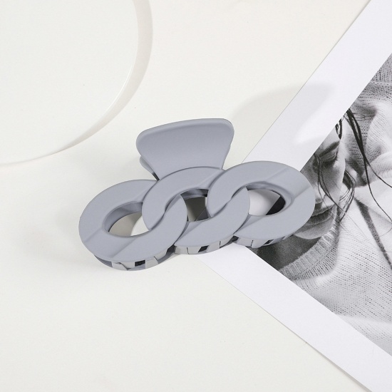Bild von ABS Ins Stil Haarspangen Klammern Grau Gliederkette 12cm x 7cm, 1 Stück