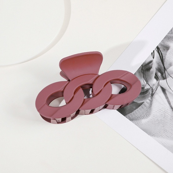 Bild von ABS Ins Stil Haarspangen Klammern Rotweinfarben Gliederkette 12cm x 7cm, 1 Stück