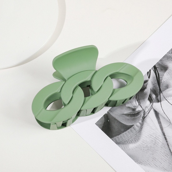 Bild von ABS Ins Stil Haarspangen Klammern Grün Gliederkette 12cm x 7cm, 1 Stück