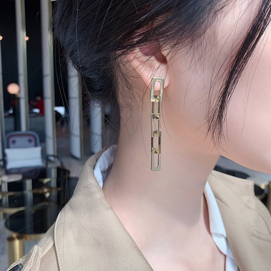 Picture of Retro Tassel Earrings Link Chain Gold Plated 6cm x 0.9cm, 1 Pair