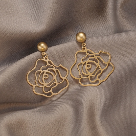Bild von Stilvoll Ohrring Vergoldet Blumen Hohl 3cm, 1 Paar