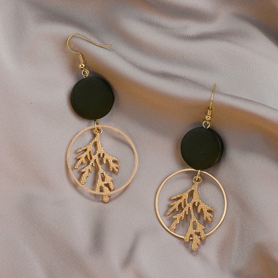 Bild von Stilvoll Ohrring Vergoldet Ring Blätter Spleißen 4cm, 1 Paar