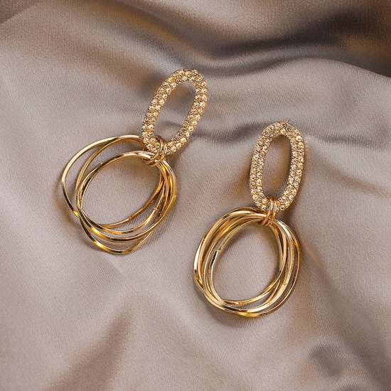 Bild von Stilvoll Ohrring Vergoldet Ring Transparent Strass 3cm, 1 Paar