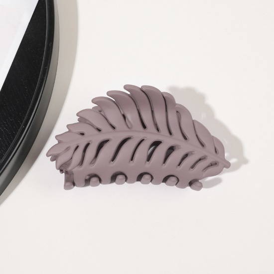 Bild von ABS Stilvoll Haarspangen Klammern Kaffeebraun Blätter Matt 9.5cm x 4cm, 1 Stück