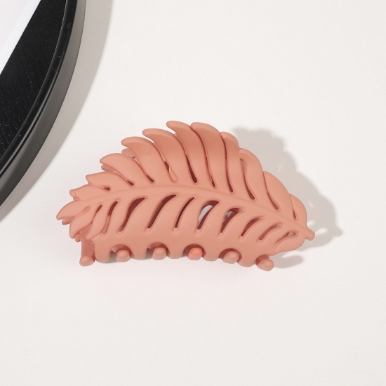 Immagine di ABS Elegante Fermaglio per Capelli Arancione Scuro Foglia Smerigliato 9.5cm x 4cm , 1 Pz