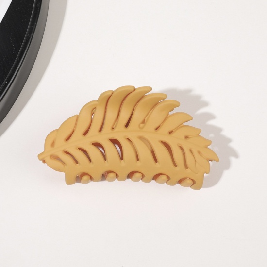 Immagine di ABS Elegante Fermaglio per Capelli Colore di Zenzero Foglia Smerigliato 9.5cm x 4cm , 1 Pz