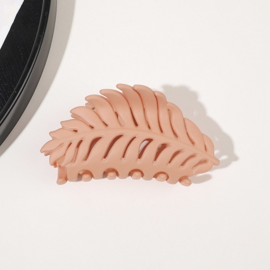 Bild von ABS Stilvoll Haarspangen Klammern Hellorange Blätter Matt 9.5cm x 4cm, 1 Stück
