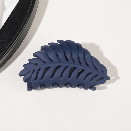 Bild von ABS Stilvoll Haarspangen Klammern Marineblau Blätter Matt 9.5cm x 4cm, 1 Stück