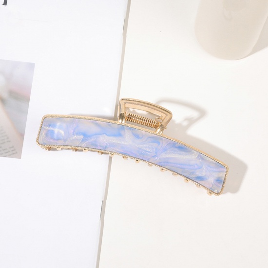 Bild von Acryl Stilvoll Haarspangen Klammern Vergoldet Blau Violett Rechteck 11cm x 3.5cm, 1 Stück