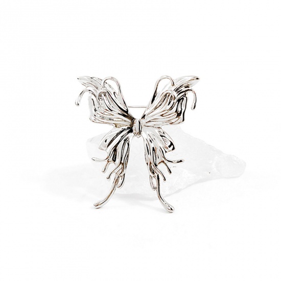 Immagine di Insetto Spilla Farfalla Tono Argento 4.5cm x 4.5cm, 1 Pz
