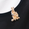 Picture of Easter Day Pin Brooches Flower Rabbit Gold Plated Multicolor Enamel 3.8cm x 2.2cm, 1 Piece