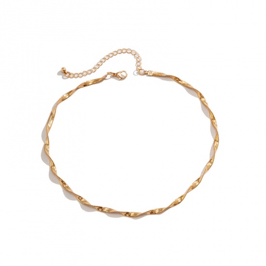 Immagine di Rame Semplice Strozzatore Collana Oro Placcato Catena a Maglie lunghezza: 35cm, 1 Pz