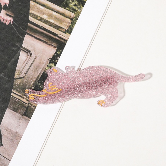 Bild von Acryl Niedlich Alligator-Haarspangen Rosa Katze Galaxie Universum Glitzert 9cm x 4cm, 1 Stück