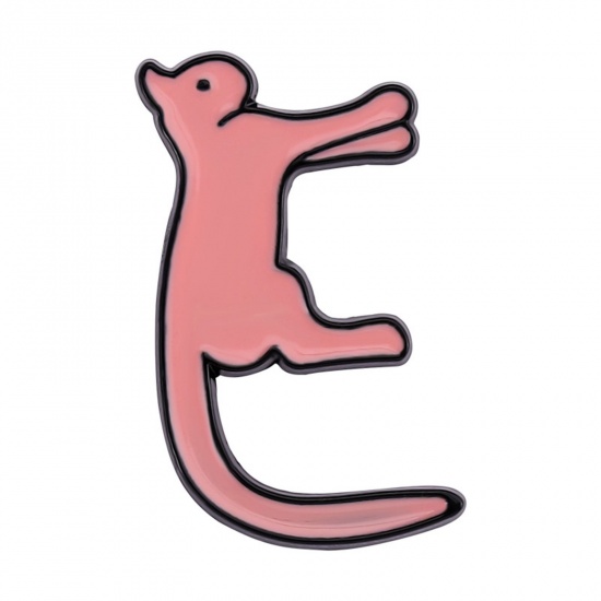 Immagine di Carino Spilla Gatto Lettere " E " Rosa Korea Smalto 3cm x 1.8cm, 1 Pz
