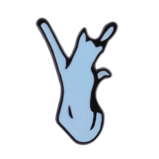 Immagine di Carino Spilla Gatto Lettere " Y " Blu Chiaro Smalto 3cm x 1.8cm, 1 Pz