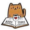 Picture of Cute Pin Brooches Book Cat Message " COFFEE " Multicolor Enamel 3.1cm x 2.9cm, 1 Piece