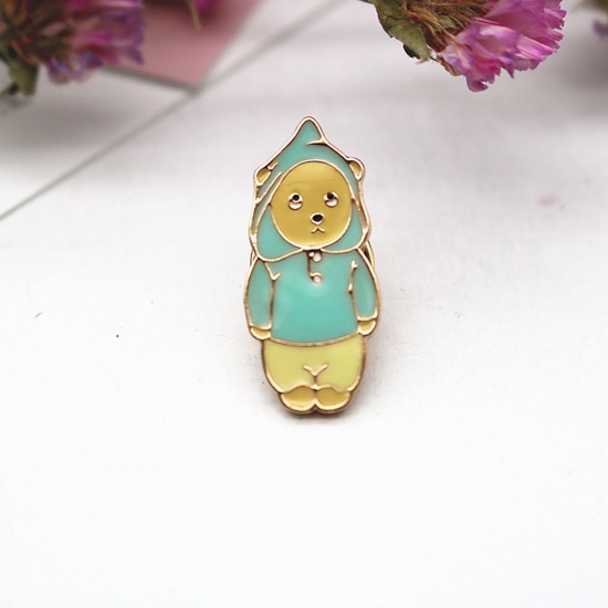 Immagine di Carino Spilla Orso Oro Placcato Multicolore Smalto 2cm, 1 Pz