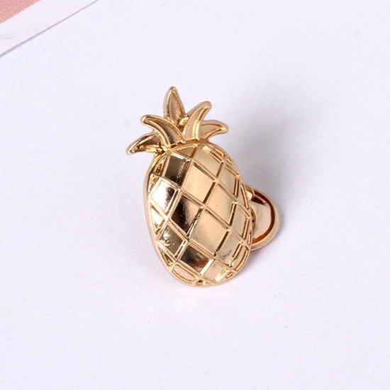 Immagine di Semplice Spilla Ananas Oro Smalto 2.5cm, 1 Pz