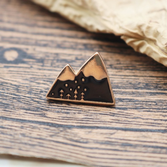 Immagine di Semplice Spilla Montagna Nero Smalto 2cm, 1 Pz