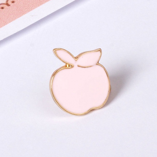 Immagine di Semplice Spilla Mela Rosa Smalto 2cm, 1 Pz