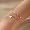 Picture of Elegant Multilayer Layered Bracelet Gold Plated Heart Imitation Pearl 18cm(7 1/8") long, 1 Piece