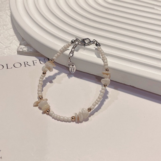 Bild von Stone Boho Chic Bohemia Beaded Necklace Creamy-White 40cm(15 6/8") long, 1 Piece