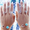 Bild von Modisch Böhmischer Stil 3D einstellbar Knuckle Finger Ring für Damen Antiksilber Blau Elefant Tier Imitat Howlith 17.5mm(US Größe: 7) - 16.1mm(US Größe: 5.5) 1 Set(6 Stück/Set)