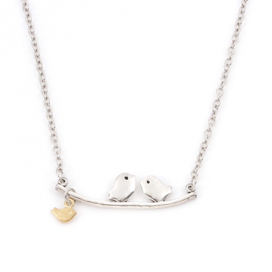 Picture of Zinc Based Alloy Necklace Gold Plated & Silver Tone Mother Bird 53cm(20 7/8") long, 1 Piece