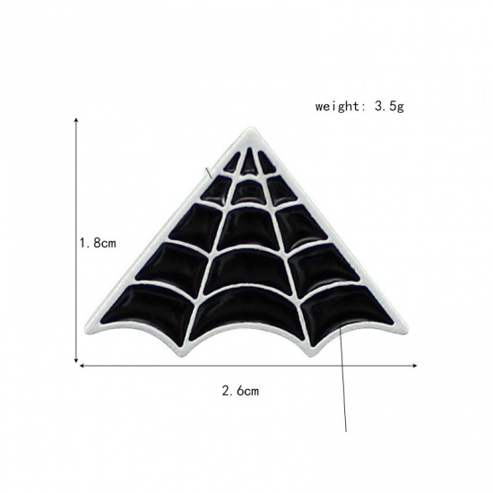 Picture of Tie Tac Lapel Pin Brooches Halloween Cobweb Black Enamel 26mm(1") x 18mm( 6/8"), 1 Piece