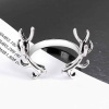 Picture of Copper Open Rings Antique Silver Christmas Reindeer Deer Horn/ Antler, 1 Piece
