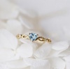 Picture of Unadjustable Rings Gold Plated Heart Blue Rhinestone 18.1mm(US Size 8), 1 Piece