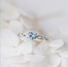 Picture of Unadjustable Rings Silver Tone Heart Blue Rhinestone 17.3mm(US Size 7), 1 Piece