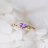 Picture of Unadjustable Rings Gold Plated Heart Purple Rhinestone 15.7mm(US Size 5), 1 Piece