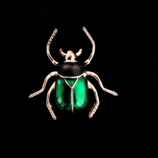 Picture of Pin Brooches Scarab Green Enamel 38mm x 38mm, 1 Piece