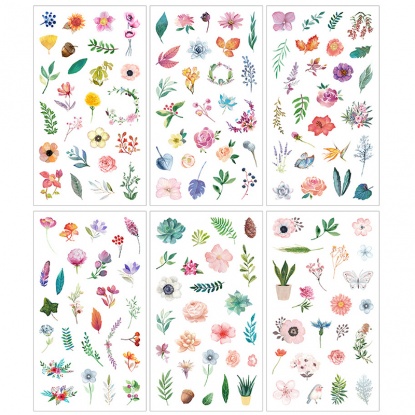 Picture of Paper DIY Scrapbook Deco Stickers Multicolor Flower 16cm x 9cm, 1 Set ( 6 PCs/Set)