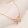 Picture of Hypoallergenic Natural Pastoral Insect 18K Gold Plated Transparent Clear Copper & Cubic Zirconia Rolo Chain Butterfly Animal Micro Pave Pendant Necklace For Women Anniversary 45cm(17 6/8") long, 1 Piece