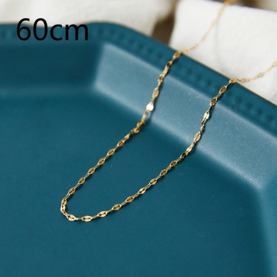 Bild von Umweltfreundlich Einfach und lässig Stilvoll 18K Gold plattiert 304 Edelstahl Lippen geformte Kette Halskette Für Frauen 60cm lang, 1 Strang