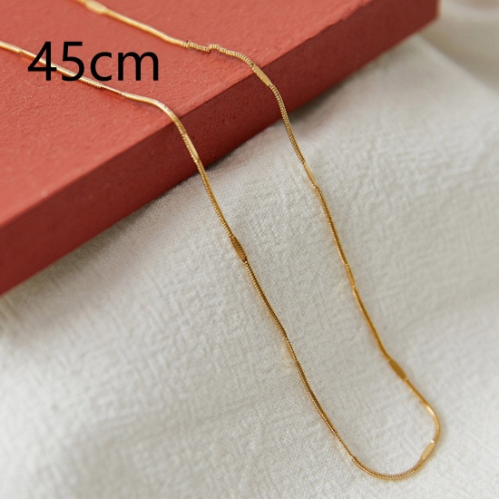 Bild von Umweltfreundlich Einfach und lässig Stilvoll 18K Gold plattiert 304 Edelstahl Schlangenkette Kette Halskette Für Frauen 45cm lang, 1 Strang
