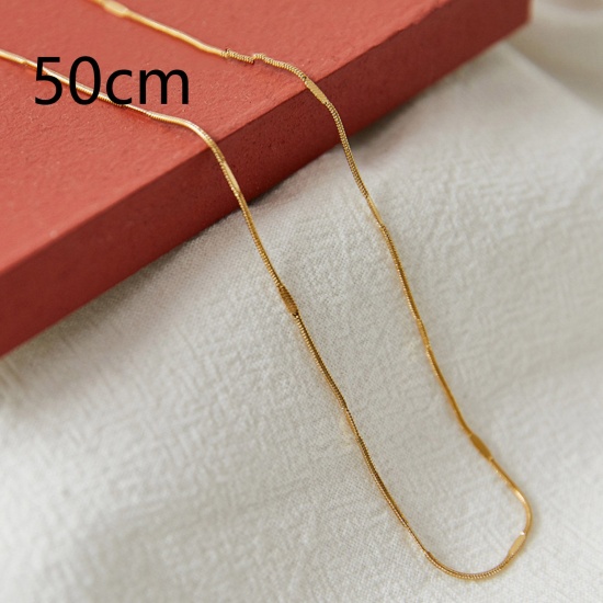 Bild von Umweltfreundlich Einfach und lässig Stilvoll 18K Gold plattiert 304 Edelstahl Schlangenkette Kette Halskette Für Frauen 50cm lang, 1 Strang