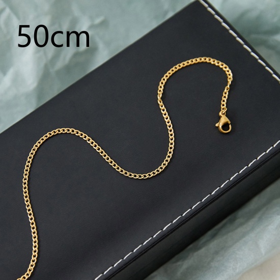 Bild von Umweltfreundlich Einfach und lässig Stilvoll 18K Gold plattiert 304 Edelstahl Panzerkette Kette Halskette Für Frauen 50cm lang, 1 Strang