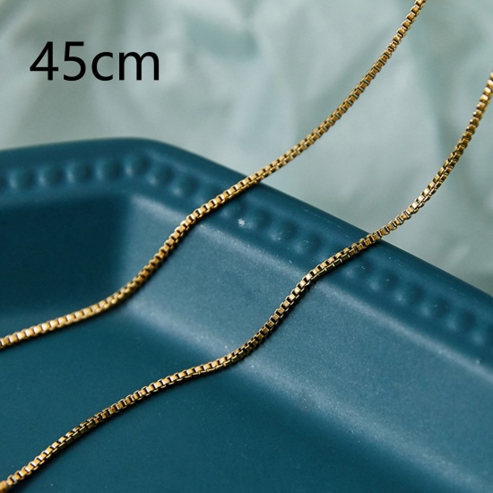 Bild von Umweltfreundlich Einfach und lässig Stilvoll 18K Gold plattiert 304 Edelstahl Venezianerkette Halskette Für Frauen 45cm lang, 1 Strang