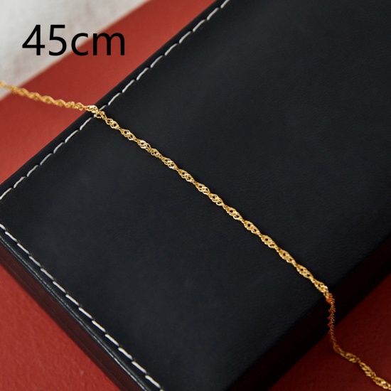 Bild von Umweltfreundlich Einfach und lässig Stilvoll 18K Gold plattiert 304 Edelstahl Welle Kette Halskette Für Frauen 45cm lang, 1 Strang