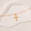 Bild von Umweltfreundlich Einfach und lässig Religiös 18K Gold plattiert Kupfer Gliederkette Kette Kreuz Anhänger Halskette Für Frauen 45cm lang, 1 Strang