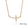 Imagen de Respetuoso del Medio Ambiente Sencillo & Casual Exquisito 18k Chapado en Oro Cobre+ Circón Artificial Cable Cadena Cruz Cruz Collar con Colgante Para Mujeres 38cm longitud, 1 Unidad