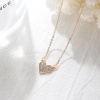 Immagine di Ecologico Dolce & Carino Squisito 18K Oro Placcato Rame & Zircone Cubico Cavo Catena Cuore Collana con Ciondolo Per Donne San Valentino 41cm Lunghezza, 1 Pz