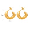 Immagine di Ecologico Semplice & Casual Elegante 18K Oro riempito 304 Acciaio Inossidabile forma di C Onda orecchino cerchio Per Donne 3.2cm x 2.7cm, 1 Paio
