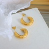Immagine di Ecologico Semplice & Casual Elegante 18K Oro riempito 304 Acciaio Inossidabile forma di C Onda orecchino cerchio Per Donne 3.2cm x 2.7cm, 1 Paio